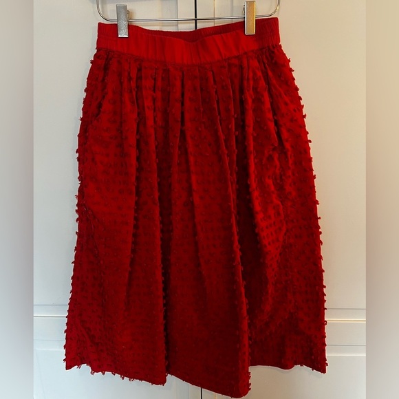 J. Crew Dresses & Skirts - J. Crew Skirt Women's Size 0 Clip Dot Pleated‎ Midi Skirt Rust Cotton Pockets